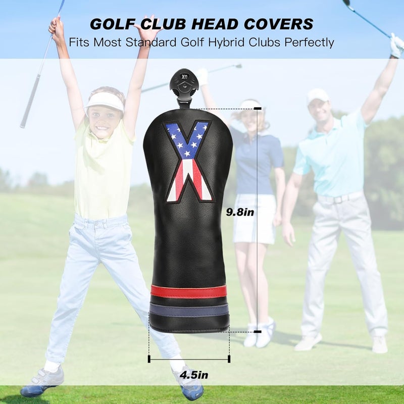PONADA Golf Head Covers, 4pcs or 1pc USA Stars and Stripes Golf Club Covers for Woods and Driver Fairway Hybrid, PU Leather Golf Club Head Covers for Men Women with Interchangeable Tags, Fits Most Golf Clubs - Image 1